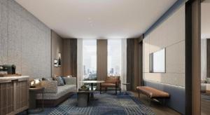 a living room with a view of a city at Four Points by Sheraton Kunshan in Kunshan +18 photos