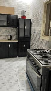 a kitchen with a stove top oven in a kitchen at alula apartment in Quai