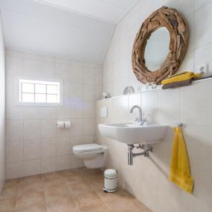 a bathroom with a sink and a toilet at Bed & Breakfast Orvelte in Orvelte