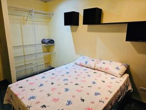 1 dormitorio con cama con edredón en Beautiful Entire House, en San Pedro