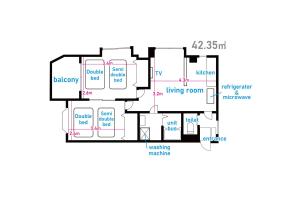 a plan of a floor plan of a house at AO201 - 2F Tokyo Stay Hotel Direct Train to Narita & Asakusa in Tokyo +60 photos
