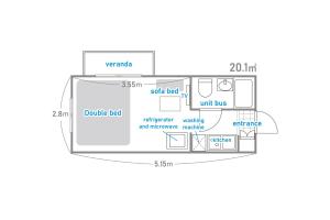 a floor plan of a small caravan at Kameari 911 Budget Stay High Floor Near Station Mall Disney Access in Tokyo