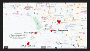 Un mapa de la ciudad de Toronto con flechas rojas. en Marktresidenz Eisenach- Stilvolle Maisonette mit 3 Zimmern und 2 Bädern, en Eisenach