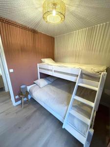 a bedroom with a bunk bed with a ladder at Gîte au calme en pleine nature in Signy-le-Petit +15 photos