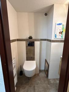 ScheiflingPanoramablick Hütte的房间里有白色马桶的浴室 更多13张照片