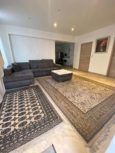 a living room with a couch and a rug at Haven Hannover in Hannover