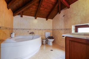 a bathroom with a bath tub and a toilet at Chalet Panorama -Three Level Escape in Parnassos in Arachova +27 photos