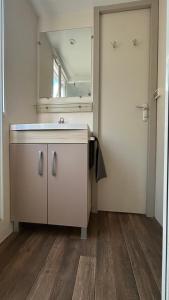 a bathroom with a sink and a mirror at Le Coin Provençal in Nans-les-Pins
