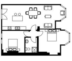 ein schwarz-weißer Grundriss eines Hauses in der Unterkunft Bath House luxury Apartments in Ilfracombe