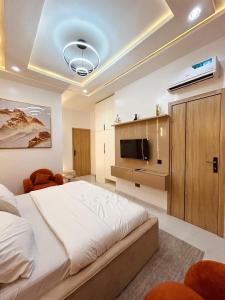 Un televizor și/sau centru de divertisment la Selina Apartment