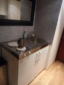 a bathroom with a sink and a counter top at Rheinapartment Dependance 8 in Bad Hönningen