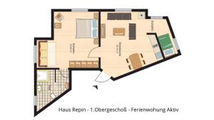 オーバーホーフにあるHaus Repin, Oberhof, historische Villa am Rennsteig, Thüringer Waldの家の間取り図 +32枚の写真