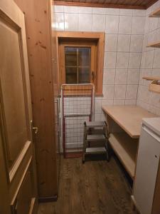 a small kitchen with a ladder in a room at Ferienwohnung WIEKI in Puchreit