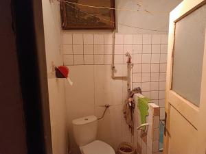 a small bathroom with a toilet in a room at biofarma in Chrudim