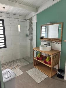 Vannituba majutusasutuses Villa charmante avec piscine à Piton Saint-Leu, 120 m²