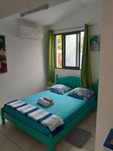 Ένα ή περισσότερα κρεβάτια σε δωμάτιο στο Charmant bungalow à Saint Pierre avec vue sur montagne