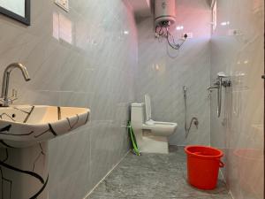 a bathroom with a sink and a toilet at Begonia Homestay Darjeeling in Darjeeling