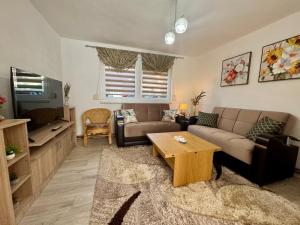 ein Wohnzimmer mit einer Couch und einem Couchtisch in der Unterkunft Apartment in Ilidza in Sarajevo
