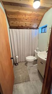 a bathroom with a toilet and a sink at Little Bear Lodge in Springville +40 photos