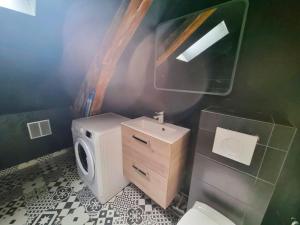 Un baño con inodoro y lavadora. en L'appartement tranquillité, en Elbeuf 22 fotos más