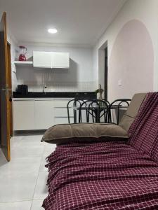 马拉戈日Apartamento Paraíso Tropical - Manoah Beach Flats的沙发,客厅,厨房