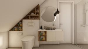 a bathroom with a white toilet and a sink at Apart Hotel Gondola in Jahorina +16 photos