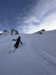a person is skiing down a snow covered mountain at Chalet Perle des Alpes in Peisey-Nancroix +5 photos