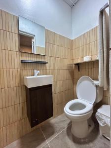 a bathroom with a toilet and a sink at Dominico Colonial in Santo Domingo