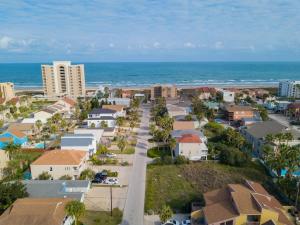 an aerial view of a city with the ocean at BBQ ok Ground Floor Duplex 1-2 block to Beach in South Padre Island