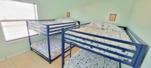 two bunk beds in a room with a window at Great Location Pool Near the Beach in South Padre Island
