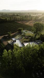 an aerial view of a building in a vineyard at Finca el Maitén Hotel Boutique in San Rafael