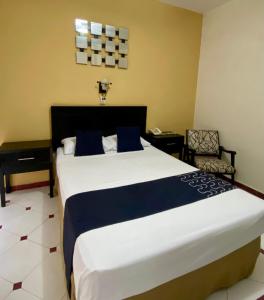 a bedroom with a large bed and a chair at HOTEL IMPALA DE TAMPICO in Tampico