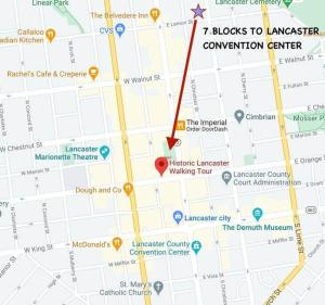 a map of the to linkage convention center at BLETCHER GARDEN LOFT - LANCASTER HISTORIC DISTRICT in Lancaster