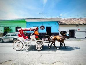 a horse drawn carriage being pulled by a person at Hotel Casa Morazán in Granada