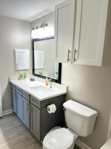 Vannituba majutusasutuses Comfortable 2BR Getaway Close to The Woodlands