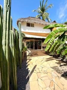 ein Haus mit einem Kaktus davor in der Unterkunft Villa Margarita Bungalow in Brisas de Zicatela