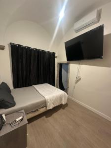 a bedroom with a bed and a flat screen tv at Magnifique appartement neuf Bellecour in Lyon
