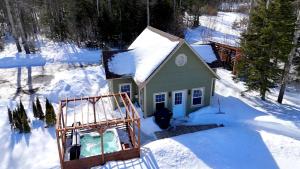 an aerial view of a house in the snow at Chalets BSL in Saint-Simon-de-Rimouski