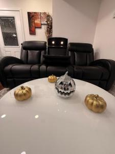 a table with pumpkins sitting on top of it at Bluehouse in East Chicago