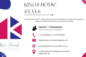 a screenshot of the kings home stays website at Shops 4min walk Family 2 En-suite Parking x1 in Langley Marish +32 photos