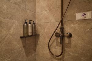 a shower with two oxygen bottles on a wall at Mercure Xi'an History Museum in Xi'an