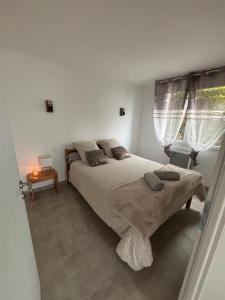 a bedroom with a large bed in a room at Maison à la montagne in Castanet-le-Haut