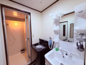 ein Badezimmer mit Waschbecken und Dusche in der Unterkunft Stay Plus Sophia in Utsunomiya
