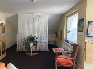 a room with a potted plant and a window at Helles Apartment mit Balkon in ruhiger Lage in Hameln