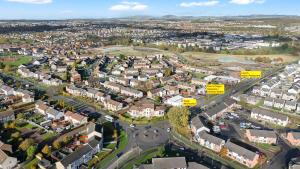an aerial view of a city with houses at Dunfermline Retreat 3br Wi-fi Private Parking in Townhill