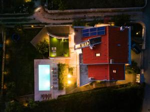 an overhead view of a house with a solar panel at Villa Paradise in Zadar with 6 bedrooms, pool and gaming room in Zadar