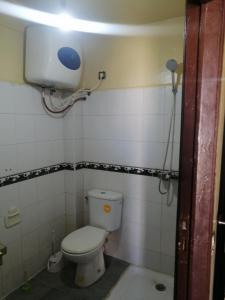 a small bathroom with a toilet and a light at Dar Sofiane in Sidi Bouzid +6 photos