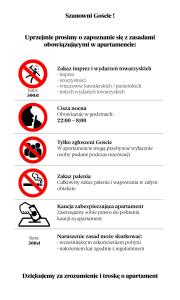 a list of prohibited signs on a white background at Apartament Nero in Mielec