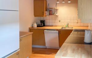 a small kitchen with a sink and a dishwasher at 1 Bedroom Cozy Apartment In Hesselager in Hesselager