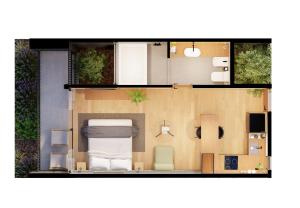 a rendering of a small house with at Vistalba Hotel Aparts & Suites in Ciudad Lujan de Cuyo
